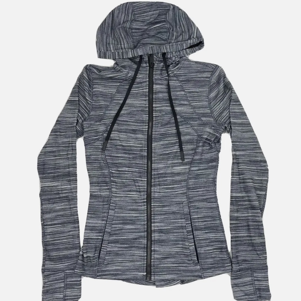 Lululemon Hooded Define Jacket Nulu Heathered Black/White/Gray Size 6